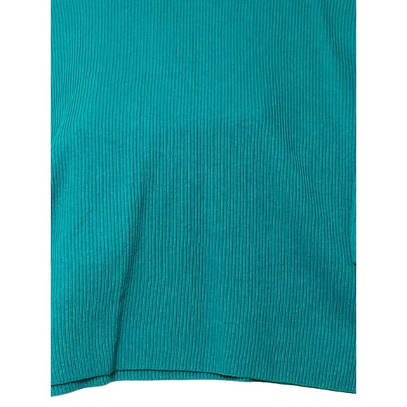 Teal Ribbed Turtleneck Sweater By R.T.W. Ready To Wind Down - L Cotton Knit Pull - Picture 6 of 16